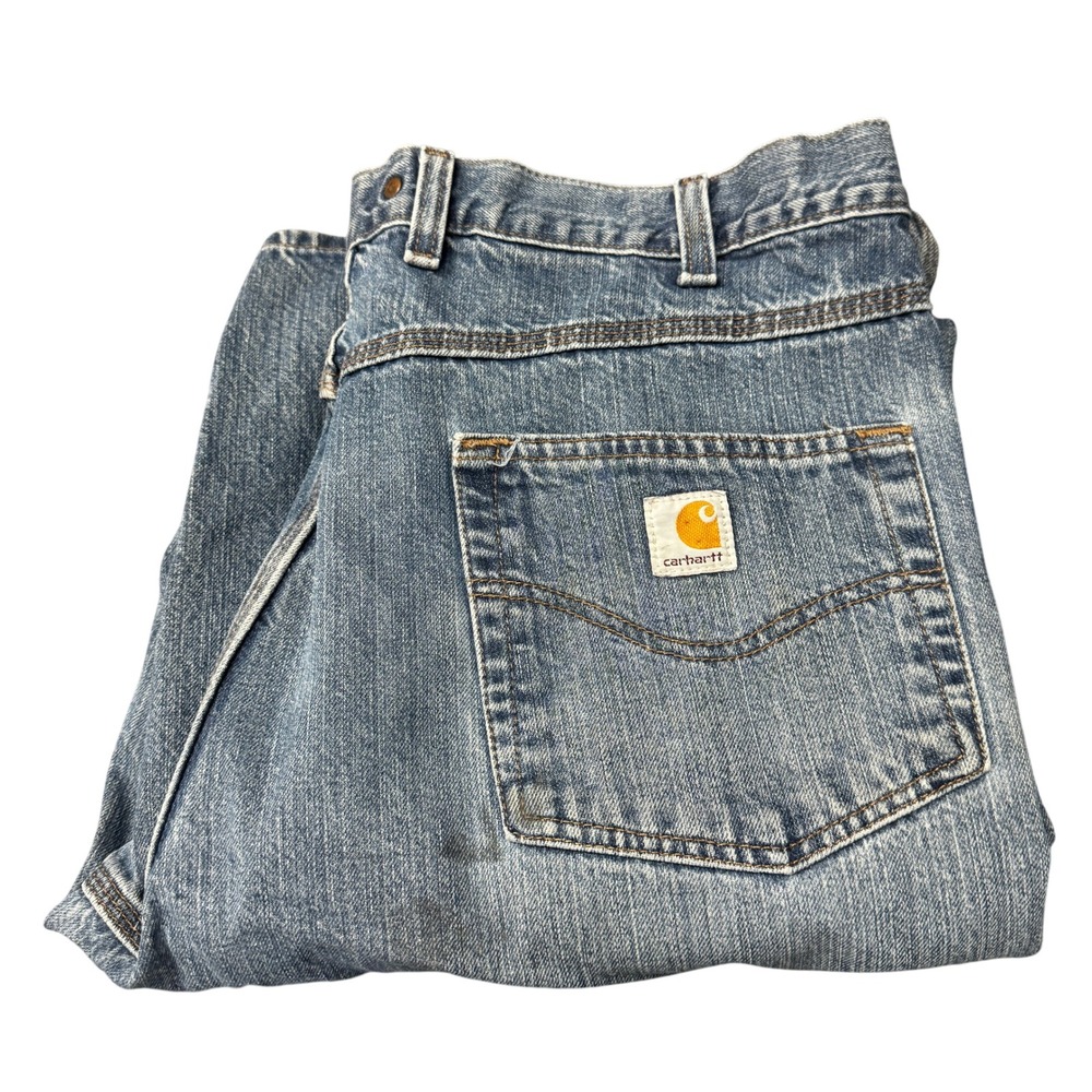 Carhartt Jeans Mens 40x34 B189-DKV Loose Fit Blue Denim Workwear WORK CONDITION